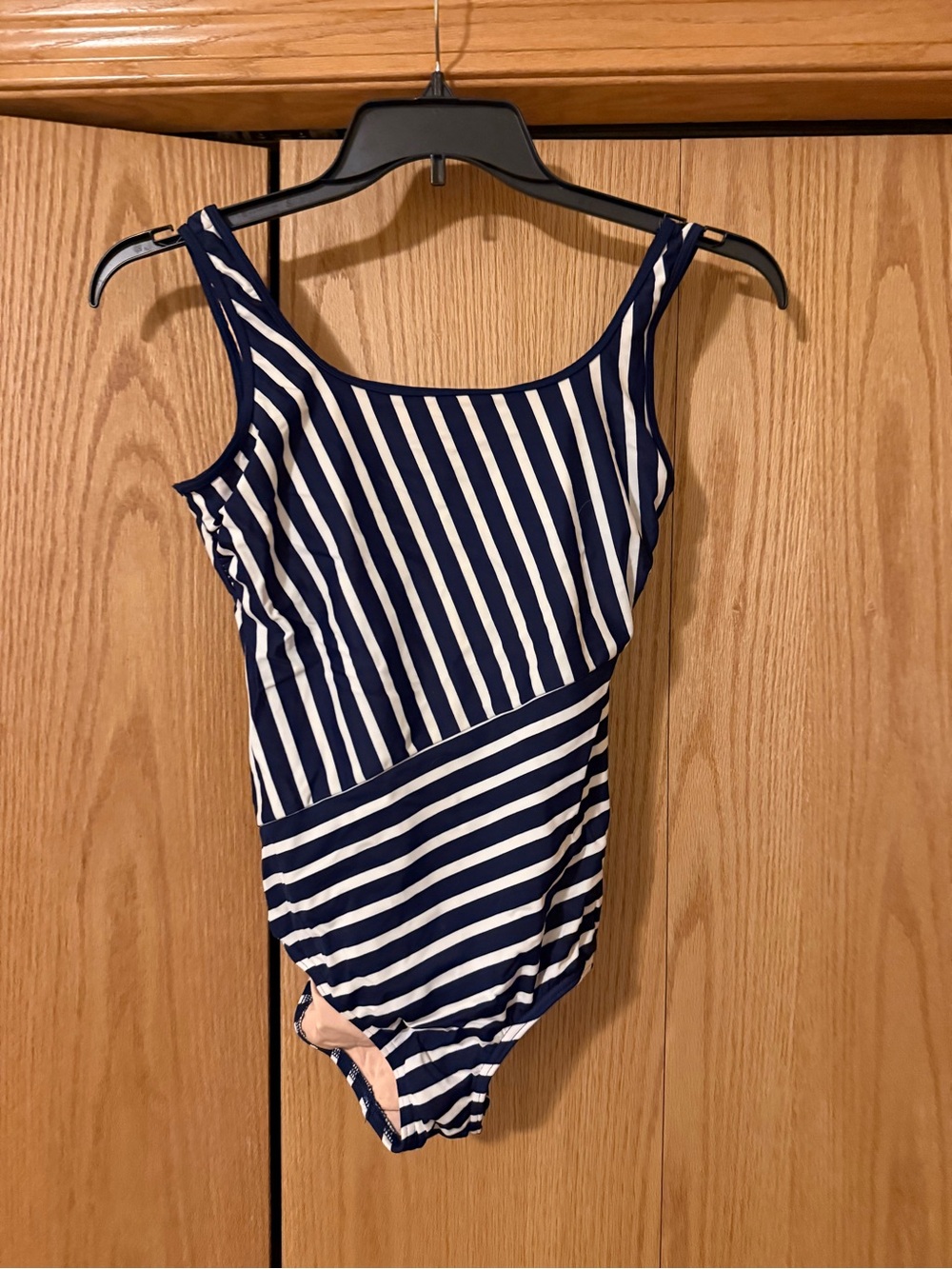 Lands' End‎ Black and White Striped One-Piece Swimsuit Long